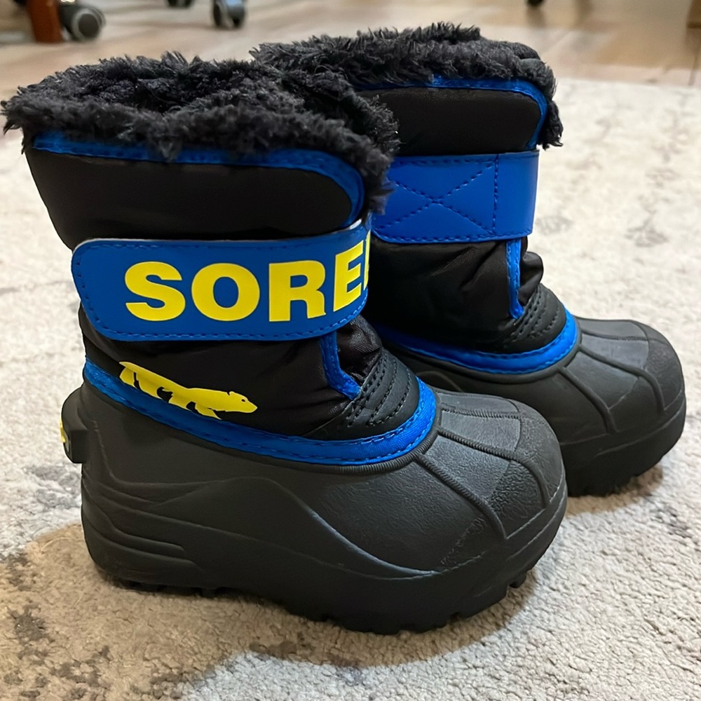 SOREL Snow Commander Boot Black Blue Toddler 7